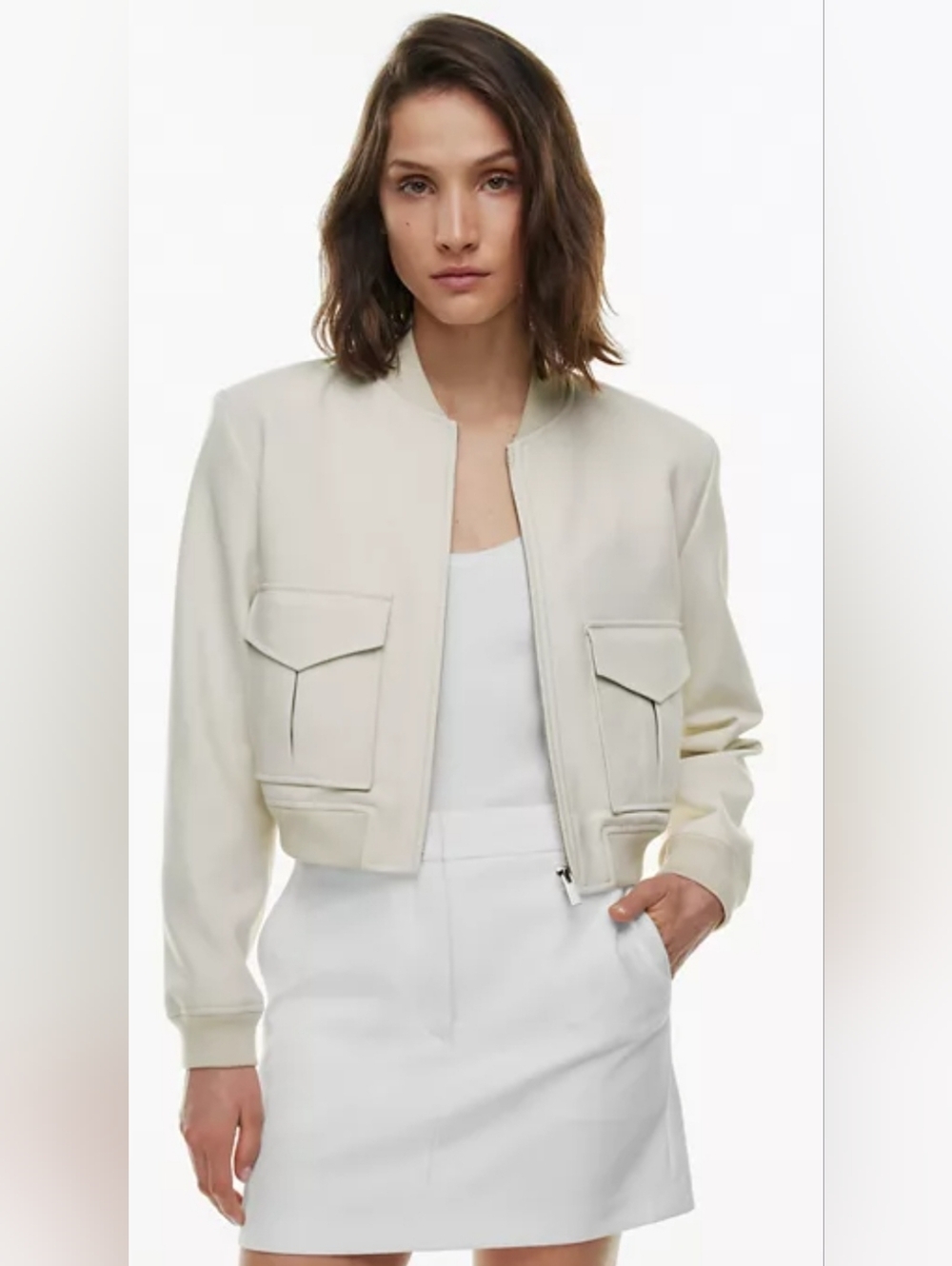 Babaton Succession Bomber Jacket in Cream Medium